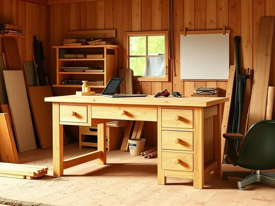 Beginner executive desk wood working guide that is mobile friendly