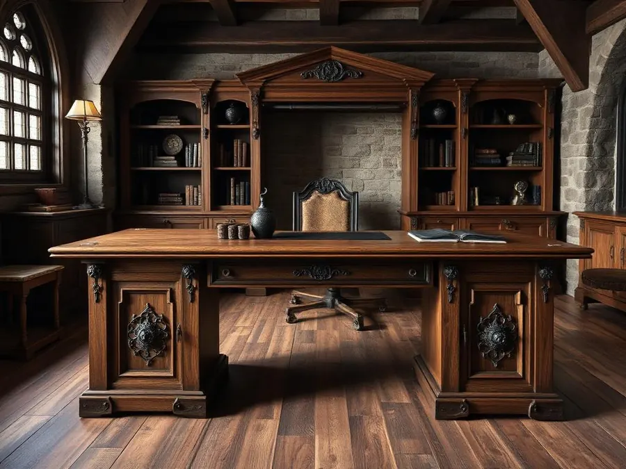 Medieval executive office desk wood construction guide