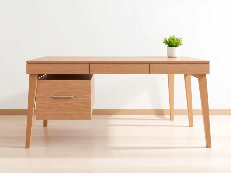 Minimalist modern executive desk wood plans on a tablet