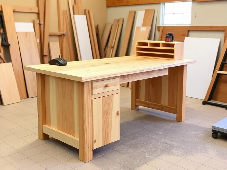 Wooden executive desk plans for beginners on a tablet